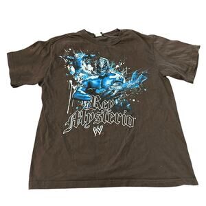 Y2K WWE Rey Mysterio 619 Brown Wrestling Graphic Tee Boys XL Biggest Little Man